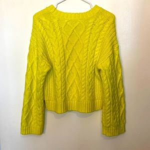 American Eagle Sz S neon yellow chartreuse cable knit sweater